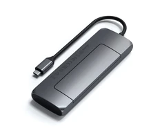 Adapteris USB Satechi SATECHI USB-C hibridinis kelių prievadų adapteris su SSD korpusu Juodas | MacBook M1 M2