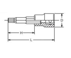 1/2" rankinis lizdas su 12/75 mm šešiabriauniu antgaliu, Koken [4010M-75 12]
