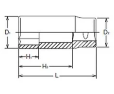 3/4" šešiakampis rankinis lizdas, išplėstas veržlėms ir varžtams, 22 mm, Koken [6300M 22]