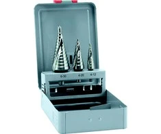Grąžtas rinkinyje 3 vnt. pakopiniai grąžtai metalui HSS 4-12mm, 4-20mm, 6-30mm, Alpen [0072200003100]