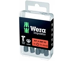 Grąžtas 5 vnt. Impaktor 1/4" smūginiai antgaliai TORX kištukiniams varžtams, dydis TX40/50mm, Wera [05057667001]