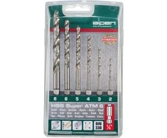 Grąžtas Alpen Twist gręžimo rinkinys (2-8 MM) HSS-G 1/4 colio velenas plienui, ketui, spalvotiesiems metalams, metalui