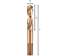 kobalto grąžtas metalui 6,5 mm HSS-Co PZ, trumpas su šlifuota 3 briaunų ALPEN rankena [0090600650100]