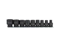 Šešiakampių smūginių galvučių rinkinys 9 vnt 1/2" 10-24mm ant bėgelio Irimo