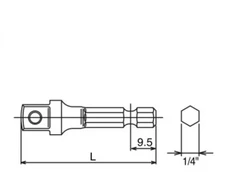 adapter do nasadek, udarowy su sześciokąta 1/4'' na kwadrat 1/4'', 100 mm,KOKEN [110-100B]