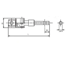 adapter/przejściówka uchylna su sześciokąta 1/4" na kwadrat 1/2", do nasadek ręcznych, 82mm, Koken [BD024E-1/2"]