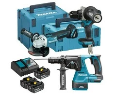 MAKITA KOMPLEKTAS COMBO 18V DLX3202TJ (DHP492, DGA506, DHR243) 3×5,0Ah 2xMP