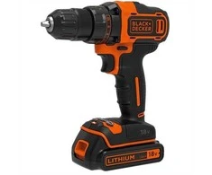 Black &amp; Decker Juodas &amp; Decker Akumuliatorinis suktuvas-gręžtuvas Juodas &amp; Decker BDCDD186B-QW; 18 V; 2x1,5 Ah akum.