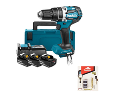 akumuliatorinė wiertarko-wkrętarka smūginis 18V, Makita [DHP484RT3J] 3x5,0Ah, LXT