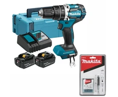 akumuliatorinė wiertarko-wkrętarka smūginis 18V, Makita [DHP484RTJ] 2x5,0Ah, + Dovana