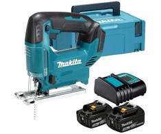 akumuliatorinė dėlionė 18V, 65mm, Makita [DJV186SFJ] 2x3,0Ah, LXT + komplektas 5 pjūklo geležtės