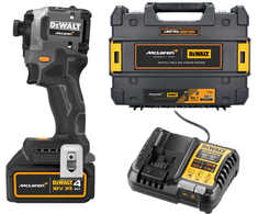 akumuliatorinė zakrętarka smūginis 1/4", 18V, 1x4Ah, XR, DeWalt [DCF85MM1T-QW] edycja MCLAREN