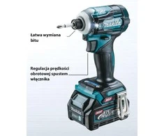 Smūginis suktuvas Makita TD001GZ02; 40 V (be akumuliatoriaus ir pakrovėjo)