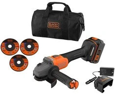 Black &amp; Decker akumuliatorinė kampinis šlifuoklis 115mm, POWERCONNECT 18V, 4,0Ah, Juodas &amp; Decker [BCG6L8F1S-QW]