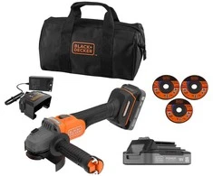 Black &amp; Decker kampinis šlifuoklis 115mm, 18V, 2x2,0Ah, Juodas &amp; Decker [BCG6L8D2S-QW]