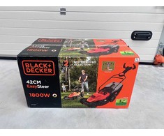Black &amp; Decker OUTLET: Elektrinė vejapjovė 42cm su laikikliu EasySteer, 1800W Juodas &amp; Decker [BEMW481ES-OUTLET]