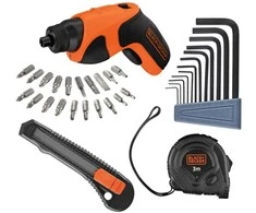 Black &amp; Decker 1/4 colio akumuliatorinis atsuktuvas + 34 priedai, 3,6 V, 1,5 Ah, Juodas &amp; Decker [CS3651LCA35-QW]
