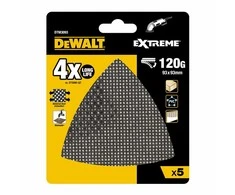 rinkinys 5 vnt. Trikampiai šlifavimo tinklai DELTA medžiui, PVC, grūdėtumas 120, 93x93x93mm, DeWalt [DTM3093-QZ]