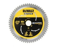 Diskinis pjūklo diskas medienai pjauti 216/30/2,16 mm, 60 dantų, XR EXTREME RUNTIME DEWALT [DT99570-QZ]