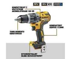 DeWalt XR 18V smūginis suktuvas gręžtuvas, DeWalt [DCD796E1T-XJ] 1x1,7Ah, Li-Ion, POWERSTACK