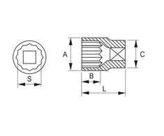 Unite 1/2" šešiabriaunis rankinis lizdas 22 mm varžtams, Irimo [122-22-1]