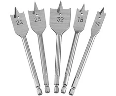 DEWALT PLOKŠČIASIS GRĄŽTAS RINKINYS 5vnt. 14, 18, 22, 25, 32mm HEX 1/4″