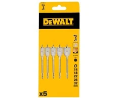 DEWALT PLOKŠČIASIS GRĄŽTAS RINKINYS 5vnt. 14, 18, 22, 25, 32mm HEX 1/4″