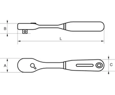 Bahco 1/2 colio plona galvute apverčiamas terkšlinis raktas su 72 dantimis ir 5° veikimo kampu, 264 mm, 1 vnt., 1/2 colio, 5°, 264 mm, 440 g