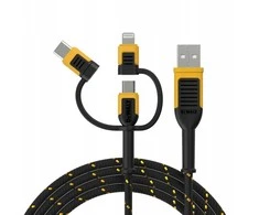 USB kabelis Dewalt USB-A - USB-C + microUSB + Lightning 1,8 m juodas (DXMA131-1356-DWG)