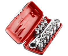 Kompaktiškas apverčiamas reketas su 1/4" FACOM 1/4" šešiabriaunių lizdų rinkinys [RXPICOPB]