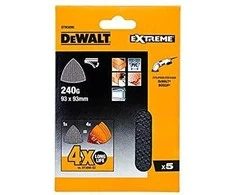 rinkinyje 5 vnt. DELTA trikampiai šlifavimo tinkleliai medienai, metalui, PVC, granuliuoti 240, 93x93x93mm, DeWalt [DTM3095-QZ]