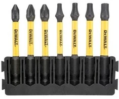 komplektas 7szt. końcówek udarowych 1/4", Pozidriv/Torx/57mm, EXTREME FLEX TORQ, DeWALT [DT70823-QZ] Tough Case+