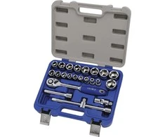 Galvučių, priedų ir terkšlės komplektas 1/2" 23 vnt. 8-32mm IRIMO