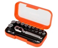 Bahco 1/4" Square Drive Socket Set with Metric Bi-Hex Profile - 13 Pcs