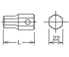 22 mm antgalis varžtams su 24 mm šešiakampiu lizdu, KOKEN [107-22 24]