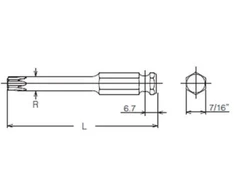 7/16 colio antgalis TORX varžtams su lizdine galvute, T50/150 mm, KOKEN [183T-150 T50]