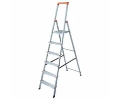 Kopėčios KRAUSE Solidy, 6 pakopų, vienpusės, su daiktų lentynėle, darbinis aukštis 330 cm