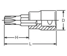 nasadka ręczna 1/2" su końcówką Torx T50/60mm, Koken [4025-60 T50]