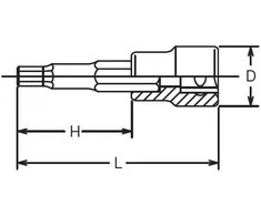 3/8" kvadratinė rankinė galvutė su šešiakampiu raktu, 5 x 100 mm, Koken [3010M-100 5]