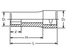 3/8" prailginta šešiakampė rankinė galvutė, 14 mm, Koken [3300M 14]
