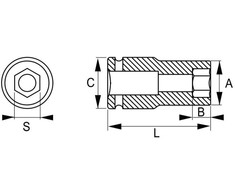 Prailginta šešiakampė smūginė galvutė 30mm 1/2" Irimo blisteryje