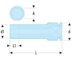 Smūginė sukimo galvutė Facom NS.19LA; 1/2''; 19 mm; 85 mm
