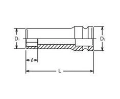 3/4" ilga šešiakampė smūginė galvutė KOKEN 32 mm