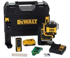 savaime išsilyginantis 3 spindulių lazeris 360° žalias, iki 80m, 18V XR DeWALT [DCLE34035D1-QW] 2.0Ah