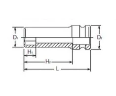 3/8" šešiakampis smūginis smūginis lizdas, galvutės dydis 12 mm, Koken [13300M 12]