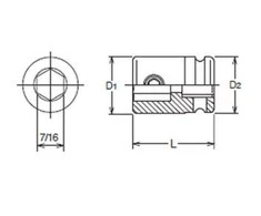 smūginis adapteris nuo 3/8" iki 7/16" bitai, Koken [13134]