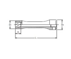 Smūginis lizdas, išplečiamas, sukamas, kvadratinis 3/8" dydžio 12 mm, Koken [3128-80 12]