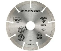 segmentuotas deimantinis diskas greitam betono pjovimui, kampiniams šlifuokliams 125/22,2 mm, Stanley [STA38107-XJ]