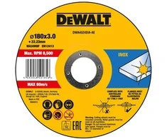 INOX plieno pjovimo diskas 180x22,23x3 mm, našus DeWALT [DWA4524SIA-AE]
