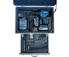 wiertarko-wkrętarka akumuliatorinė 18V, 65Nm, Makita [DDF490WVX7] 2x2,0Ah, LXT BASIC, su zestawem akcesoriów